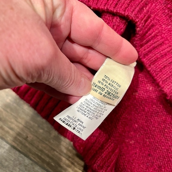 LL Bean Womens vintage Sz L Thick Chunky Speckled Red Knit Turtleneck Sweater - Picture 6 of 7